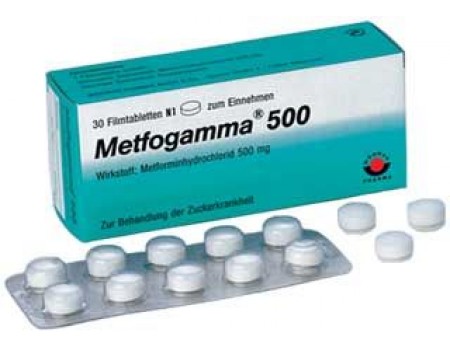 Metfogamma 500 mg. 30 tablets